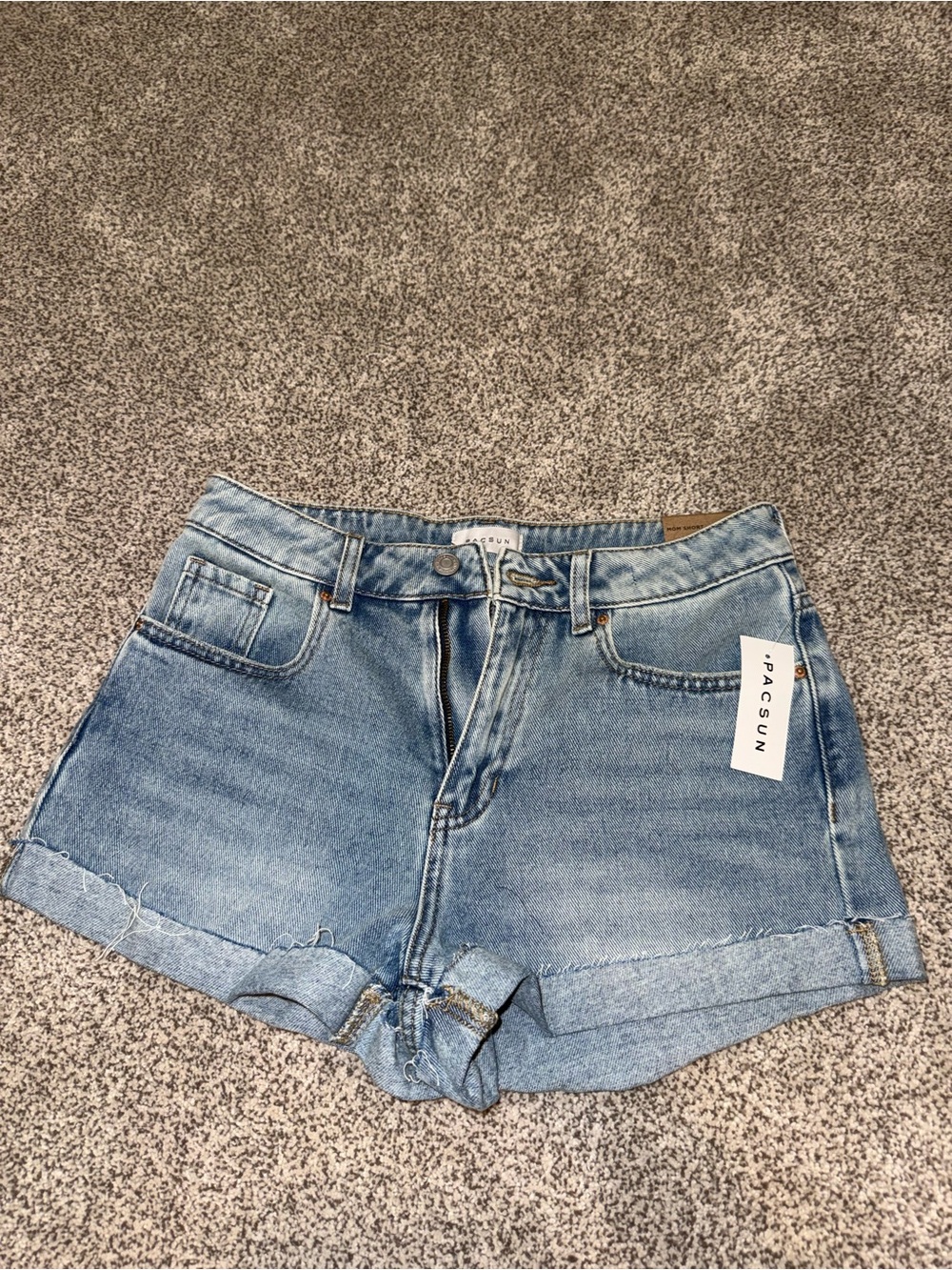 PacSun Mom Shorts Light Blue Rolled Hem Denim Shorts
